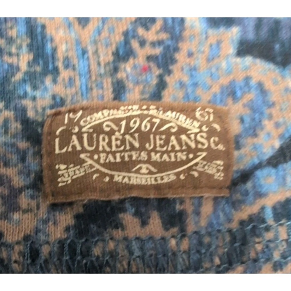 Vtg Lauren Jeans XL Paisley Suede Patch Equestrian Preppy BaseLayer Long Sleeve - Picture 13 of 14